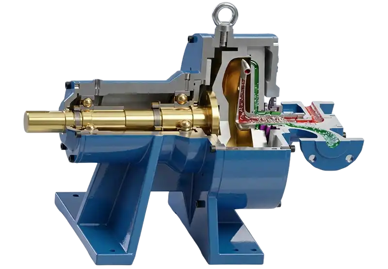 3D cross-section diagram of a high-pressure pitot tube pump showing the rotating casing and stationary pitot tube.